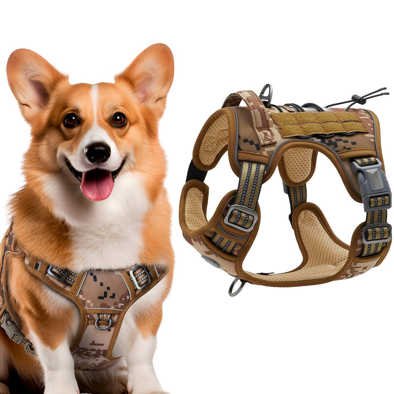 Tactical Dog Harness with Handle, Medium. Desert Camouflage 900D Nylon Tactical Dog Vest Harness. No Pull Breathable Dog Tactical Harness with Adjustable Straps and Quick-Release Buckles - PawsPlanet Australia