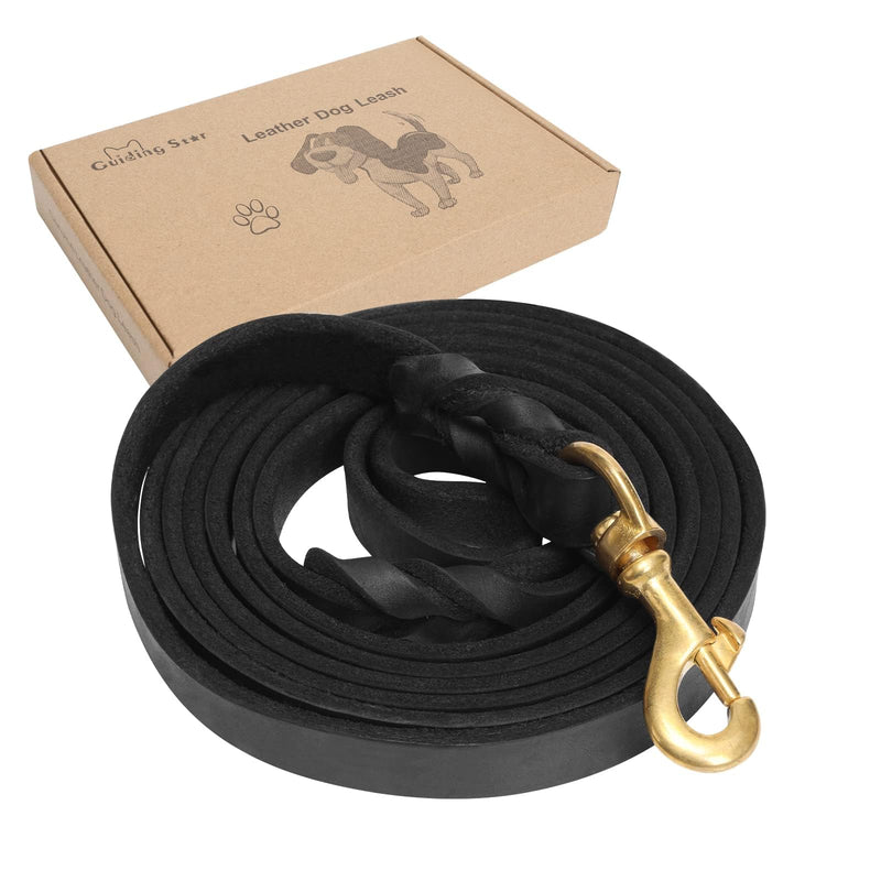 Guiding Star Leather Dog Leash 6ft, Dog Leashes for Large Dogs Heavy Duty, Soft Braided Handmade Leather Training Leash for Large & Medium Dogs (6ftx3/4inch, Black) 6ft x 3/4 inch - PawsPlanet Australia