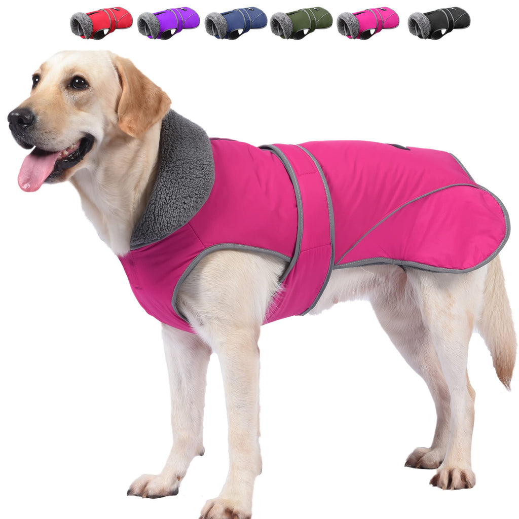 Dogcheer Dog Coat, Christmas Dog Winter Jacket Puppy Cold Weather Coats with Thick Padded, Reflective Dog Sweater Waterproof Windproof Pet Warm Vest Clothes for Small Medium Large Dogs L(Chest Girth 22.8"-29.5", Back 16.5") Pink