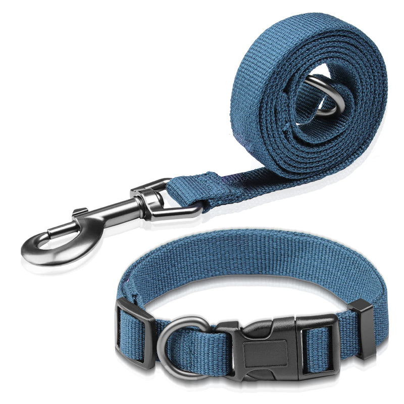 Peacock Blue Dog Collar and Leash Set for Small Dogs Soft and Breathable of 90% Rayon from Bamboo and 10% Polyester Comfortable Skin-Friendly, Adjustable Leash Set with Quick Release Buckle Small Set Peacock Blue Set