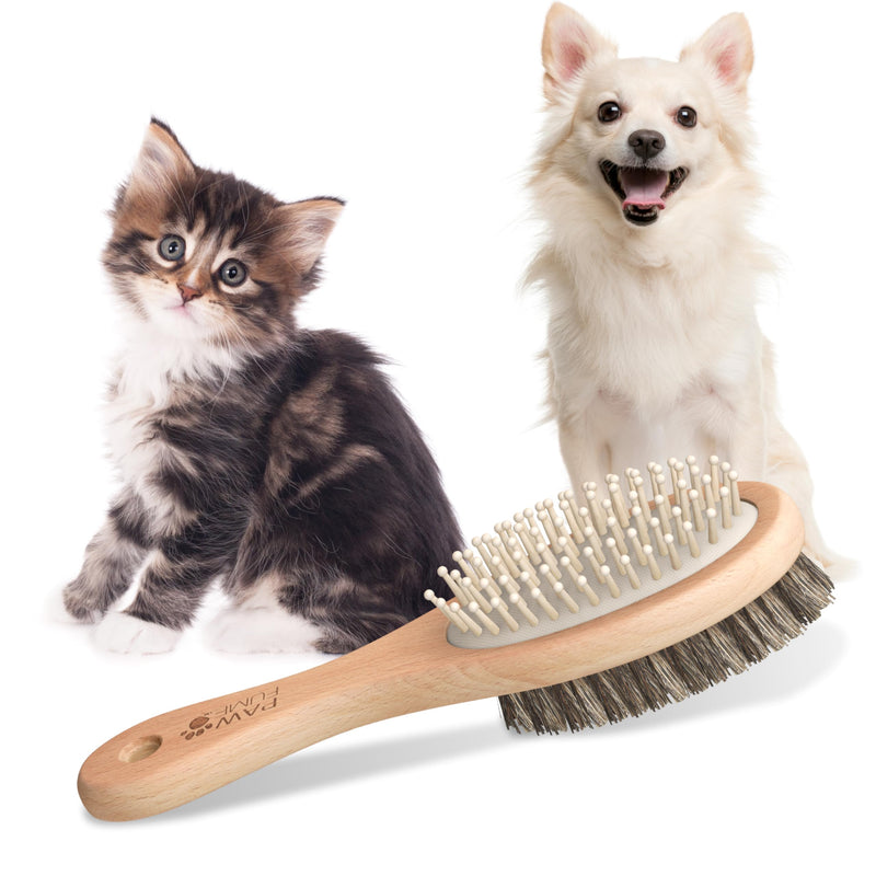 PAWFUME 2-in-1 Cat & Dog Brush – Sculpt Salon-Soft Coats in Minutes – Rubber-Tipped Pins, Smooth Tangles, Wood-Handle Comfort, & Gently Massages Skin – Doubles as a Cat Brush for All Breeds - PawsPlanet Australia