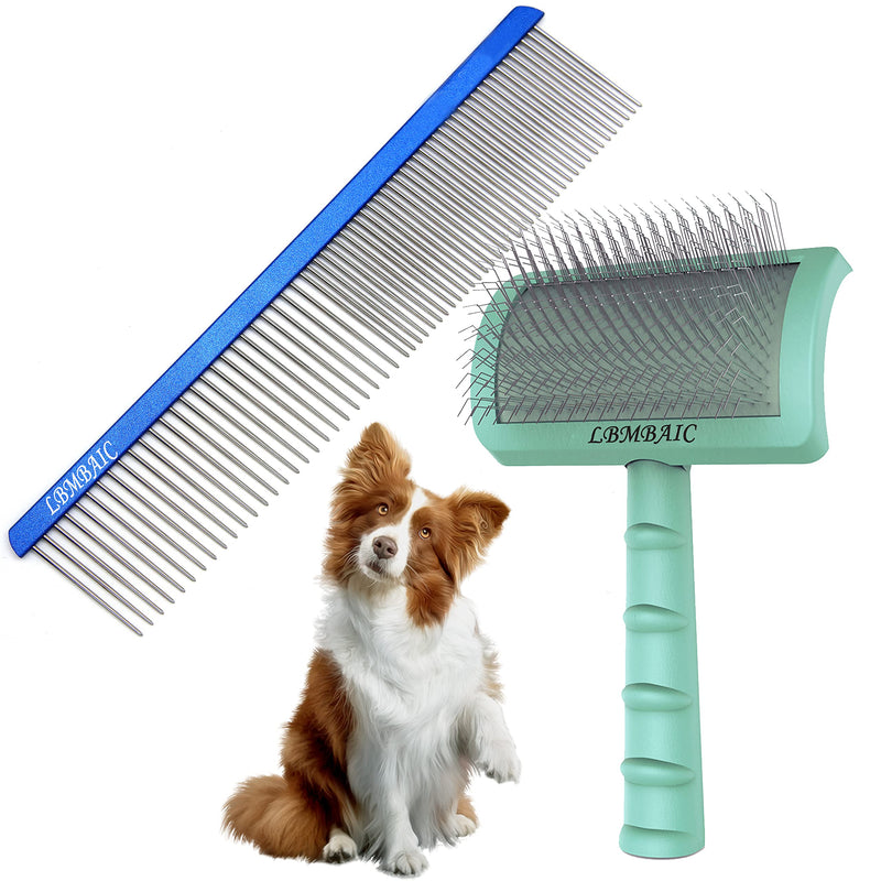 Slicker Brush For Dogs Fluffy with Extral Long Pin and 7.5inches Wide Tooth Metal Grooming Comb - PawsPlanet Australia