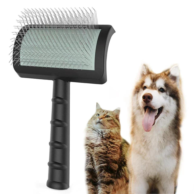 Large Slicker Brush for Dogs,Cats,Extra Long Pin Shedding Brush for Long Haired Dog,Cat, Pet Grooming Wire Brush for Thick Undercoat Curly Hair,25mm(1"),Black Black