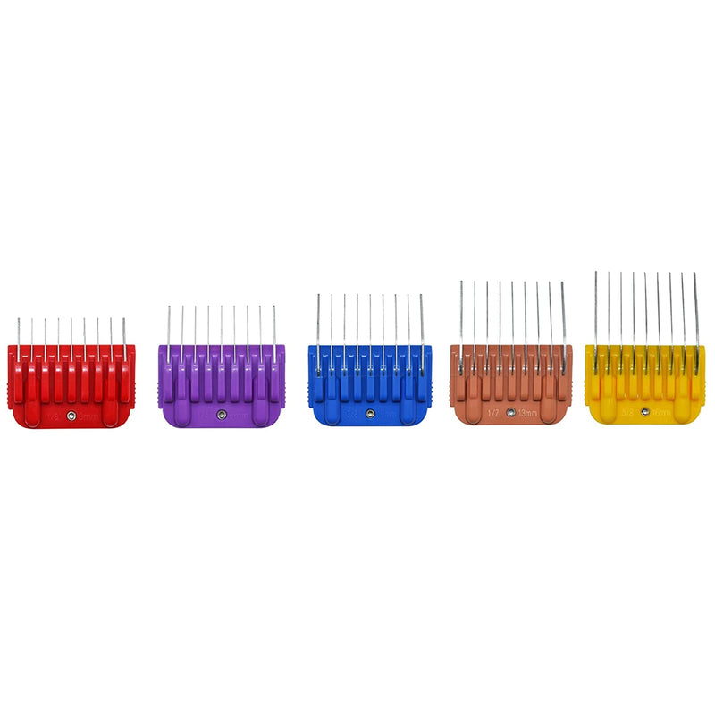 Professional Animal Stainless Steel 5 Color Guide Comb Set Compatible with andis Oster A5 wahl km10 10#/15#/30# Detachable Blade?Cutting Length 3mm-16mm 5 PACK(3mm-16mm)