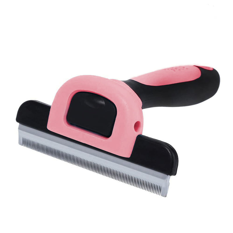 SunGrow Dog and Cat Deshedding Brush, Minimizes Shedding, Enhances Coat Health, Gentle on Skin, Suitable for Rabbits & Ferrets, 4" Steel Blade Pink ( 4” Blade ) - PawsPlanet Australia