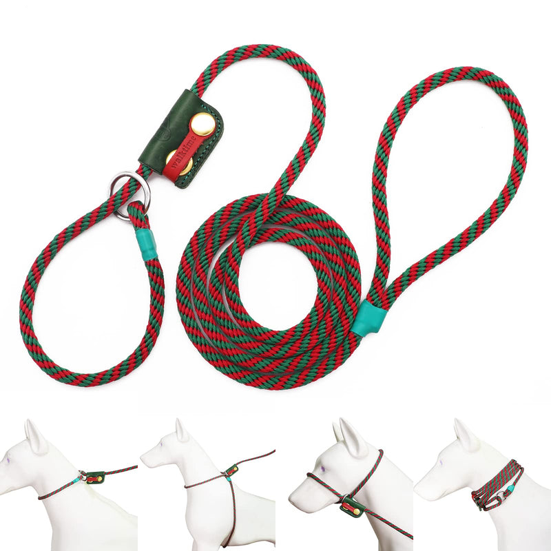 Slip Lead Dog Leash,Dog Harness and Leash Set for Walking - Head Collar with Rope Leashes for Pulling - DIY Dogs Scarf 6ft Dog Leash x 1/4in Thick Green Slider - PawsPlanet Australia