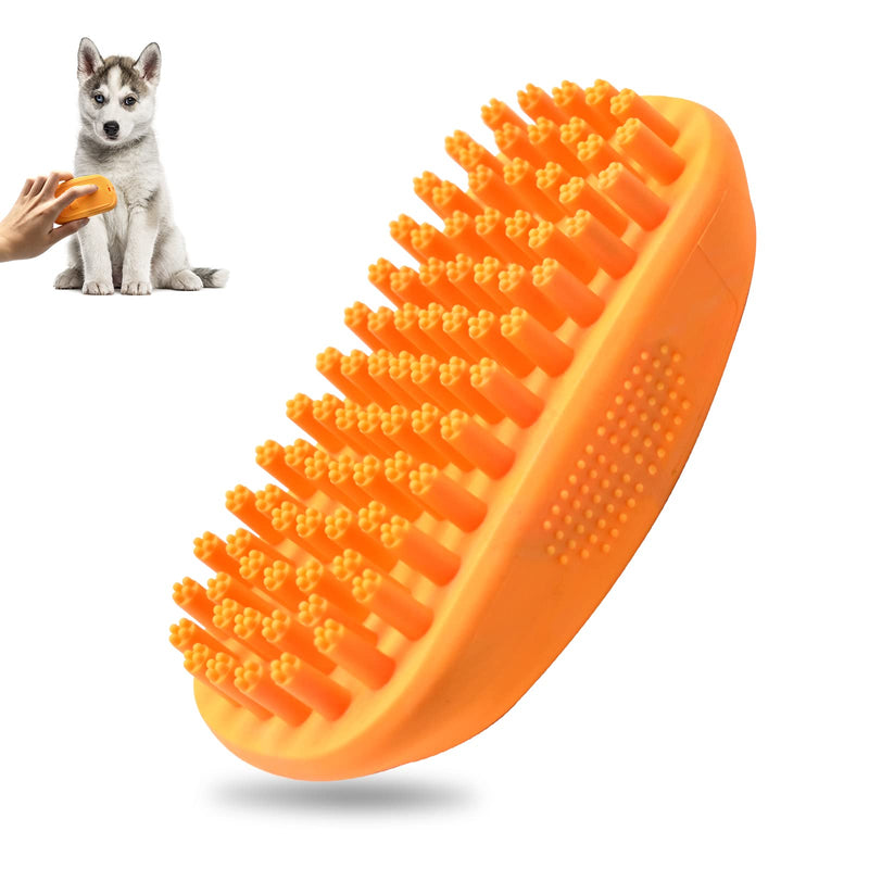 Eilin Pet Bath Brush Massage Brush Silicone Comb Dog Cat Massage Curry Brush Grooming Shower Brush for Shampooing Dogs Cats Small Animals with Short Long Hair Soft Rubber Bristles Washing Orange - PawsPlanet Australia