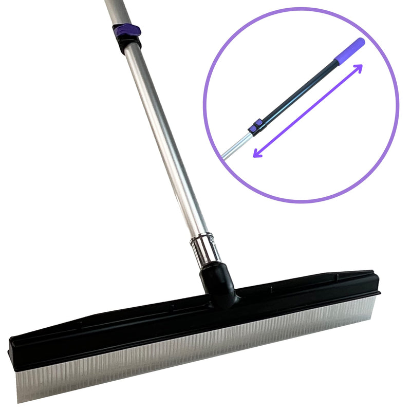 Room Groom PET Carpet Rake and Groomer with Telescoping 54 Inch Adjustable Handle, Rugs, and Artificial Turf, Purple Grip, Black/Purple - PawsPlanet Australia