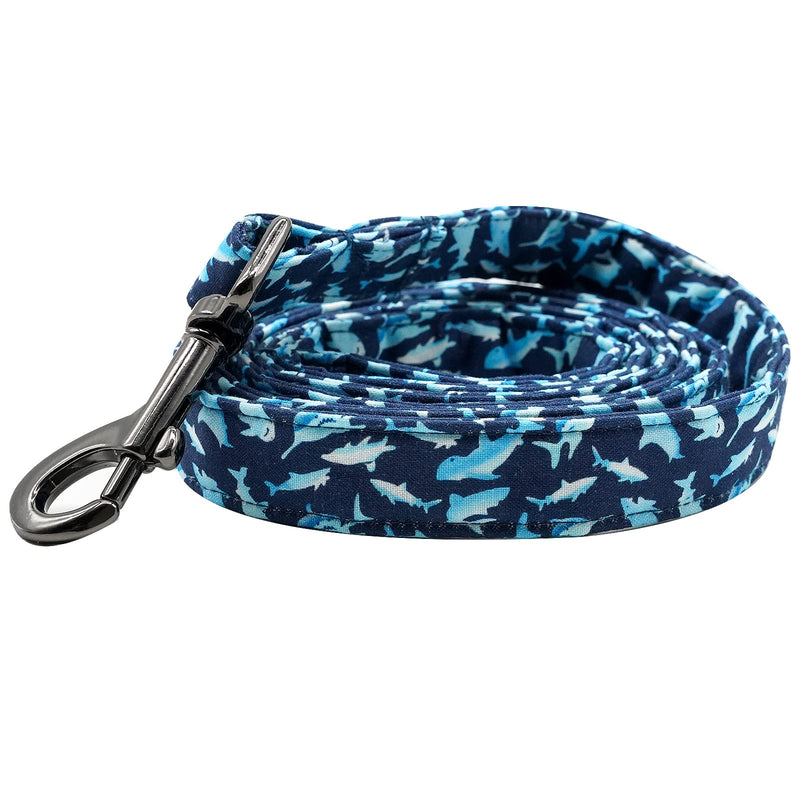 Elegant little tail Dog Leash - Shark Print Dog Collar Leash Strong Pet Leash Durable Metal Buckle for Small Medium Large Dogs Medium (Pack of 1) Blue Shark - PawsPlanet Australia