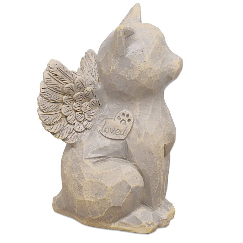 Cat Angel Memorial Figurine, Gray, Resin Sculpture for Cat Lovers, Pet Loss Gift, Hand-Painted Natural-love My Cat (Gray) - PawsPlanet Australia
