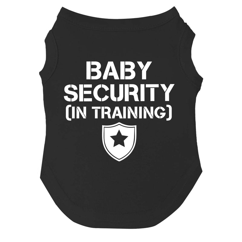 Baby Security in Training Dog Tee Shirt | Sleeveless | Pregnancy Announcement | New Baby | Gender Reveal | Photoshoot (Black M) Black Medium (6-12lbs) - PawsPlanet Australia