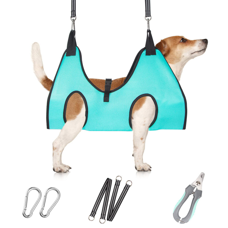 Dog Grooming Hammock - Upgrade Pet Grooming Harness for Nail Trimming (S 30lb), Dog Sling for Nail Clipping, Dog Hanging Holder Hanger for Cutting Nail with Nail Clippers S for Small Dogs 30LB Green - PawsPlanet Australia