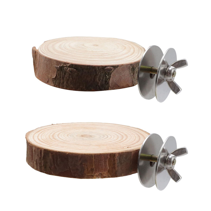 Wood Bird Perch Stand for Cage, Natural Round Wooden Parrot Platform Bird Perch Bird Toy for Canary Parakeet Cockatiel Parrot Budgie Sparrow (2 Pcs, 3.3inch & 2.7inch) Style A - PawsPlanet Australia