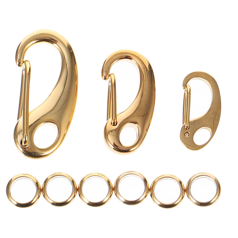 VILLCASE 3pcs Dog Tag Clip Set, Stainless Steel with Rings, Quick Clip Pet Tag Attachment for Small Collars and Harnesses Gold - PawsPlanet Australia
