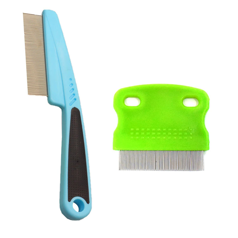 2 Pcs Pet Grooming Combs - Flea and Lice Remover for Dogs, Cats, and Small Pets (Blue and Green) - PawsPlanet Australia