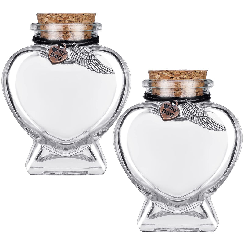 Eaasty 2 Sets Memorial Bottle for Pet Hair, Pet Fur Keepsake Fur Memorial, Clear Dog Cat Fur Keepsake, Pet Memorial Urn Glass Bottles with Cork Stopper (Dog) - PawsPlanet Australia