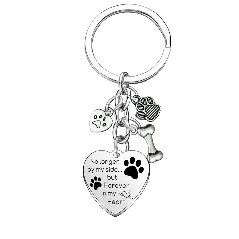 Dog Memorial Gifts Pet Memorial Keychain No Longer by My Side Forever in My Heart Key Chain Loss of Dog Gifts Paw Prints Charm Sympathy Gift - PawsPlanet Australia
