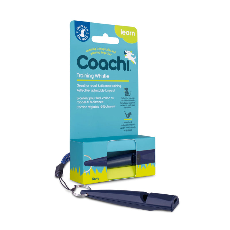 Coachi Training Whistle, Ideal for Obedience and Recall Training, Strong Clear Sound, Lightweight and Compact, Adjustable Reflective Lanyard, Suitable for Puppy & Dog Training Navy - PawsPlanet Australia