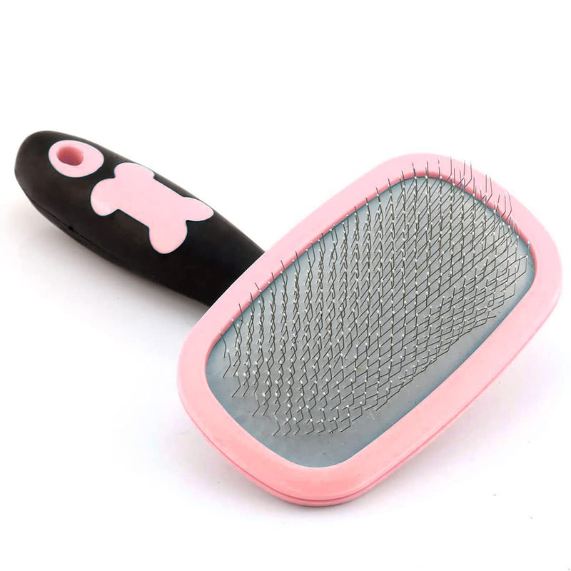 Slicker Brush, PETPAWJOY Dog Brush Gently Cleaning Pin Brush for Shedding Dog Hair Brush for Small Dogs Puppy Yorkie Poodle Rabbits Cats-Large, Pink - PawsPlanet Australia