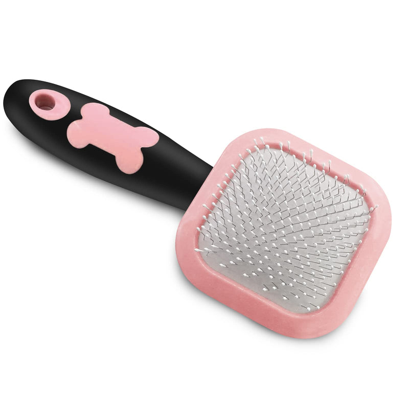 Slicker Brush, PETPAWJOY Dog Brush Gently Cleaning Pin Brush for Shedding Dog Hair Brush for Small Dogs Puppy Yorkie Poodle Rabbits Cats-Pink - PawsPlanet Australia