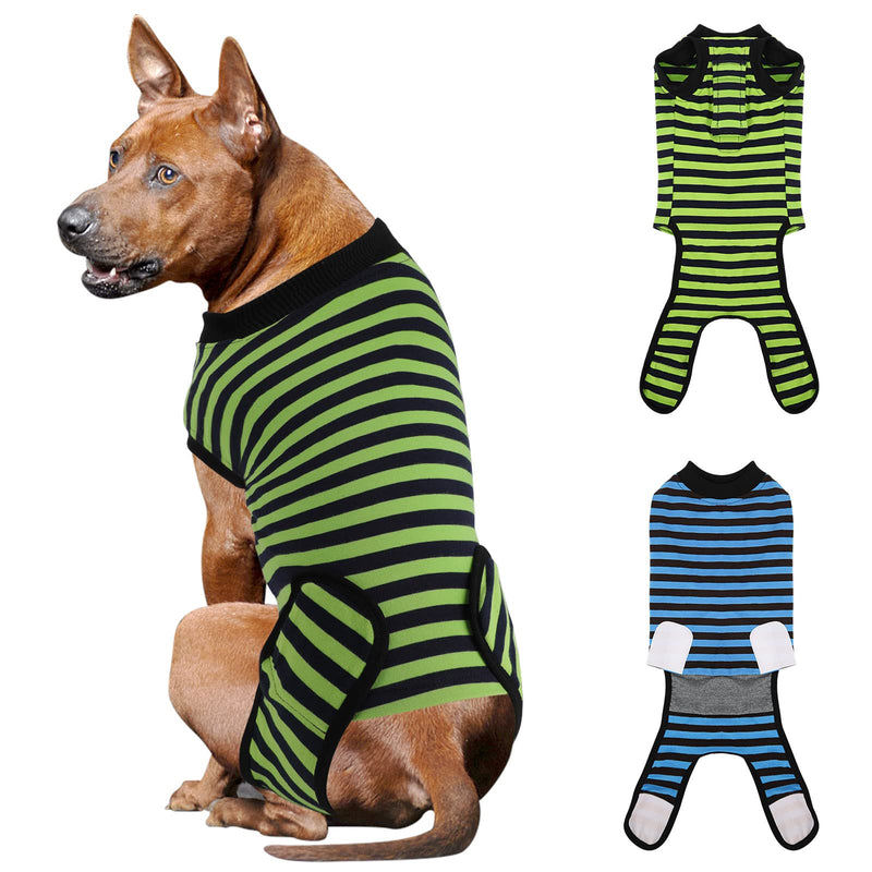 Dog Surgery Recovery Suit 2 Packs, Professional Pet Recovery Shirt Dog Abdominal Wounds Bandages for Male Female Pet Surgical Snugly Suit After Surgery Anti-Licking Dog Onesies XL XL Pack of 2 (Weight 40-70 LB) Blue & Green - PawsPlanet Australia