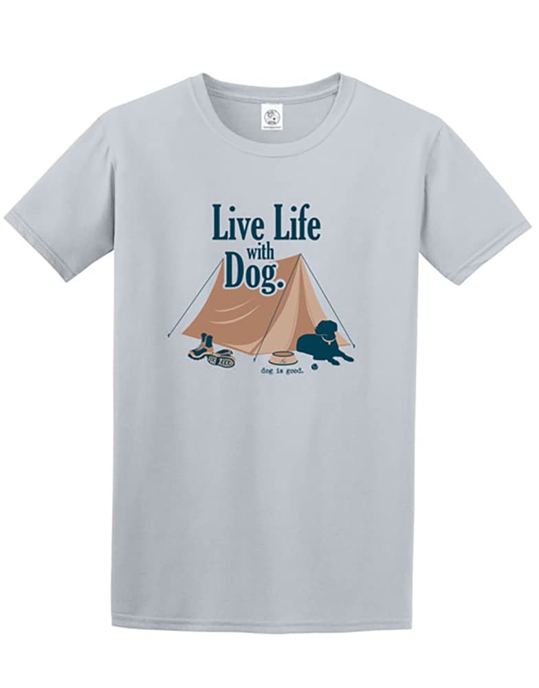 Dog is Good Live Life with Dog Unisex Short Sleeve T-Shirt (Grey, X-Large) - PawsPlanet Australia