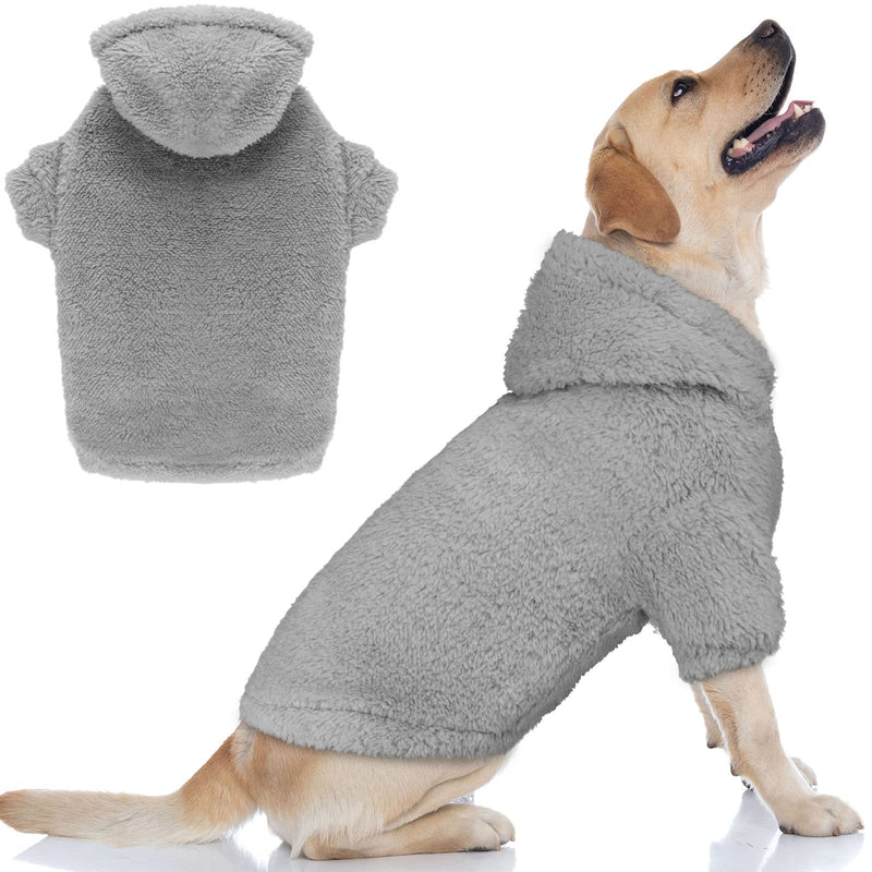 Fuzzy Dog Hoodie Dog Sweater Dog Clothes Warm Soft Dog Coats Hooded Sweatshirt Fleece Dog Hoodies for Large Dogs Dog Sweaters for Extra Large Dogs(Grey-XL) X-Large Grey - PawsPlanet Australia