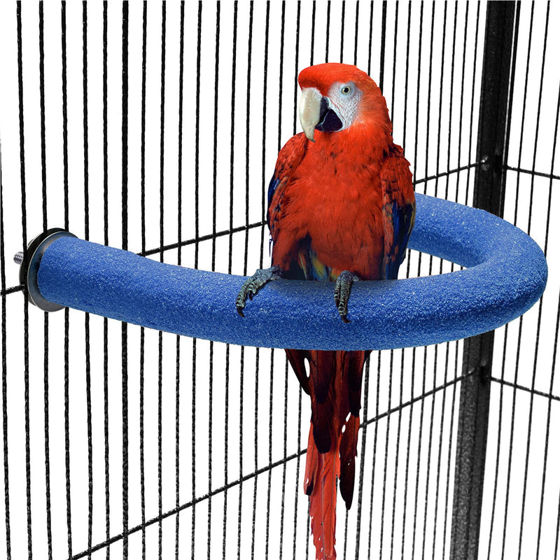 U Shape Parrot Perch Stand Toy Bird Platform Sand Paw Grinding Clean Stick Exercise Conure Budgie Cockatiel Cage Accessories (Blue) Blue - PawsPlanet Australia