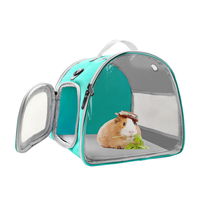 Small Animal Carrier Bag, Upgraded Portable Guinea Pig Carriers, Transparent Hamster Carrying Case, Reptile Rat Rabbit Bearded Dragon Hedgehog Carrier Bag for Travel, Hiking, Walking, Outdoor (Green) Green
