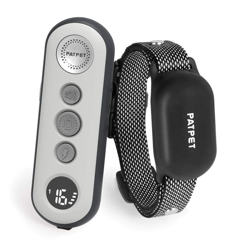PATPET Dog Training Collar with Remote - Electric Dog Shock Collars for Small Medium Large Dogs, 3 Adjustable Safe Modes Rechargeable Waterproof E Collar for Dogs (8-120 lbs) Dark Grey - PawsPlanet Australia