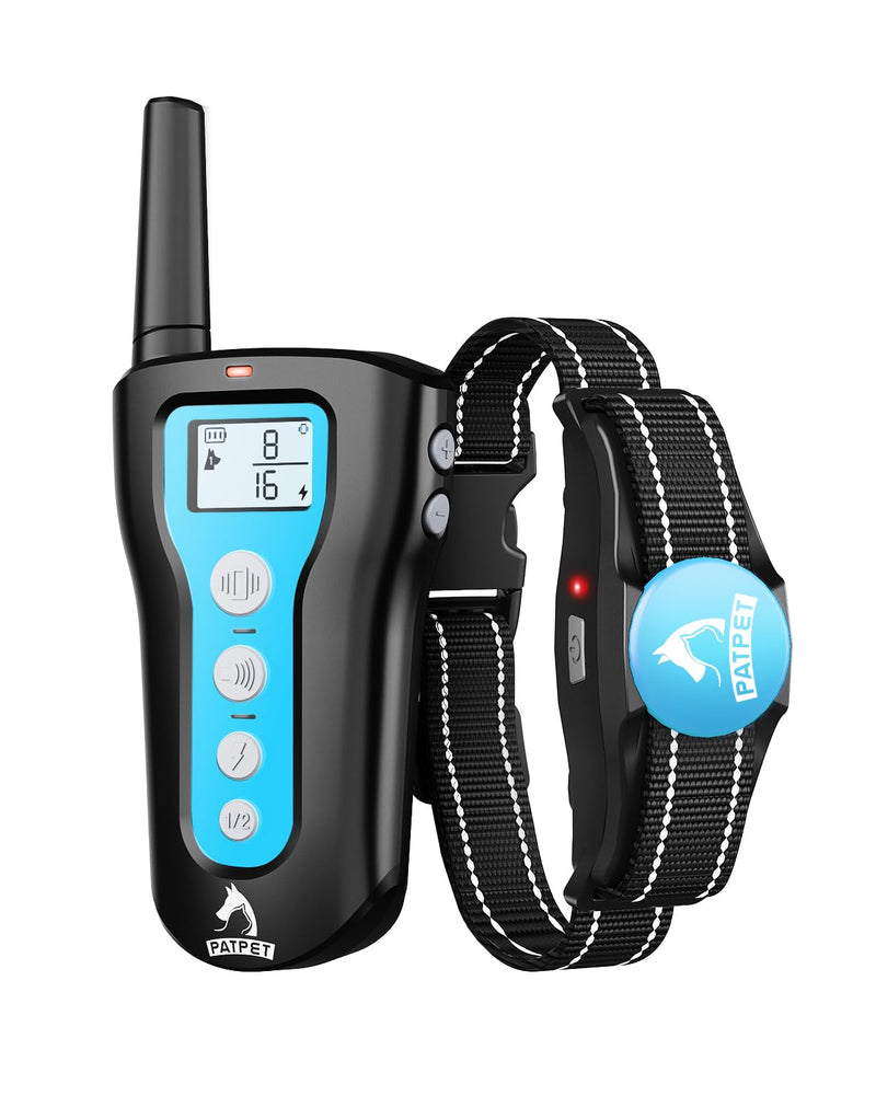 PATPET Shock Collar for Large Dog - Rechargeable Dog Training Collar with Remote for Medium Large Dogs 1000Ft Remote Range 3 Training Modes IPX7 Waterproof Blue,For 1 dog - PawsPlanet Australia