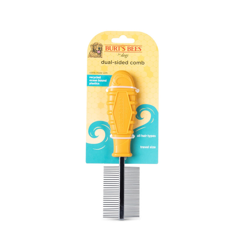 Burt's Bees for Pets Dual Sided Flea Comb with Handle Made from Recycled Plastics Collected from Coastal Communities | 2-in-1 Grooming Tool for Dogs | Dog Comb Removes Fleas & Flea Eggs Dual Sided Plastic Comb 6 Inch - PawsPlanet Australia