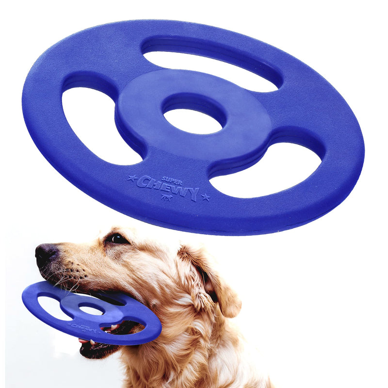 SuperChewy Tough Tug-of-War Flying Disc Toy | Lifetime Replacement | Strong Natural Rubber | Great Tug Disc Fetch Toy for Dogs | Ultra Durable Chew Toy for Aggressive Chewers | for All Breeds Tug Frisbee - PawsPlanet Australia