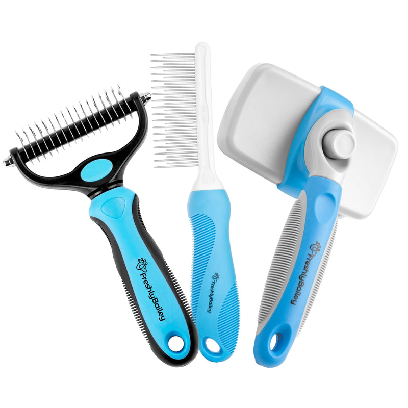 Freshly Bailey Dematting Kit for Doodles, Goldendoodles, Labradoodles, & Poodles - Slicker Brush, Dematting Tool, and Metal Comb Included