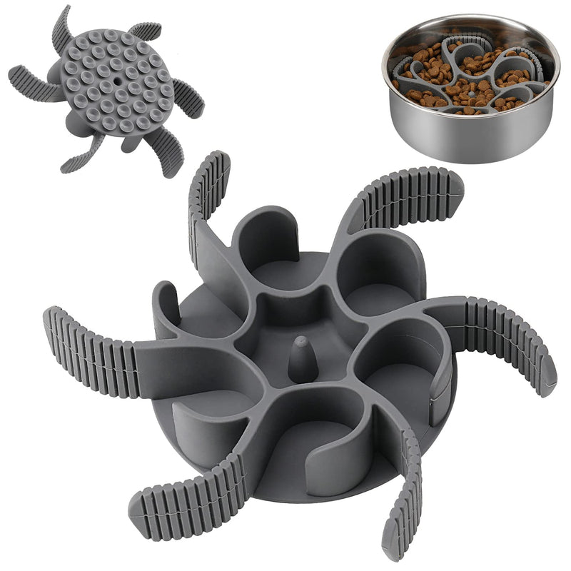 Dog Slow Feeder Dog Bowls Silicone Spiral Dog Food Bowls Feeder Insert to Slow Down Eating for Large Medium Small Breed Dogs Perfect with Stainless Steel Glass Ceramic Dog Bowls (Grey) Grey - PawsPlanet Australia