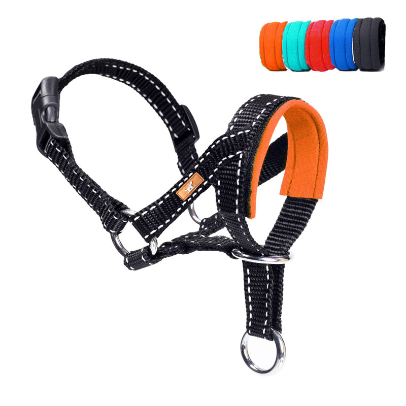 Dog Head Collar, Head Collar with Reflective Strap to Stop Pulling for Small Medium and Large Dogs, Adjustable (M, Orange) M - PawsPlanet Australia