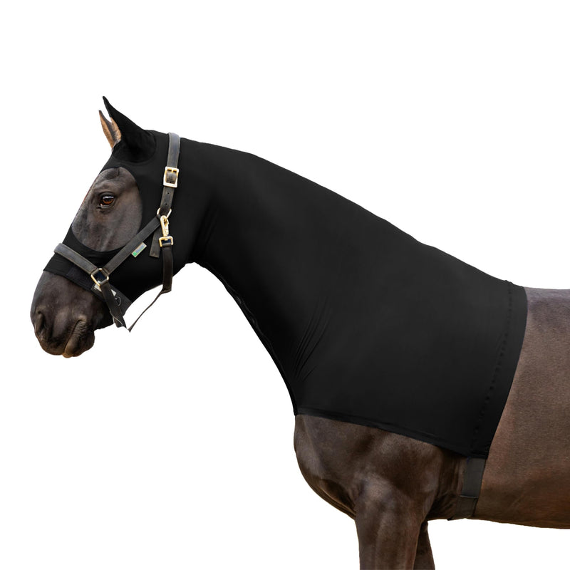 Resistance Horse Hood Slinky Lycra Zippered Mane Braid Shoulder Guard - Horse Sleazy Slickers Care Sheet X-Small Black