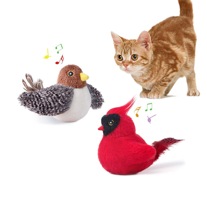 Potaroma Cat Toys Chirping Birds 2 Pcs with Catnip SilverVine, Interactive Cat Kicker, Lifelike Birdie Tweets, Indoor Kitty Kitten Exercise Toys 4.0" - PawsPlanet Australia