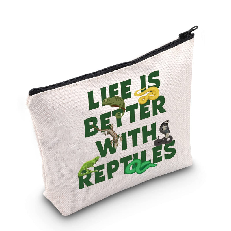 MNIGIU Reptile Lover Gift Life Is Better With Reptiles Cosmetic Bag Reptile Themed Gift Reptile Pet Carrier Bag - PawsPlanet Australia