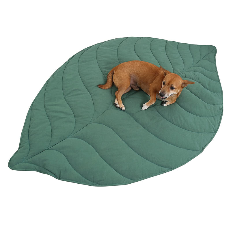 56x42 Inch Leaf Shaped Cotton Dog Blanket, Extra Large Pet Blanket for Small Medium Large Dogs, Machine Washable Puppy Mat for Couch Protection, Soft Plush Dog Bed for Furniture, Sofa, Floor Green - PawsPlanet Australia