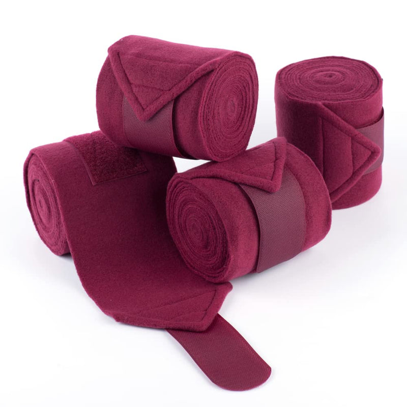 Horse Polo Wraps Soft Fleece Polo Wraps Equestrian Leg Bandage Wrap Set of 4 Packs Wine Red - PawsPlanet Australia