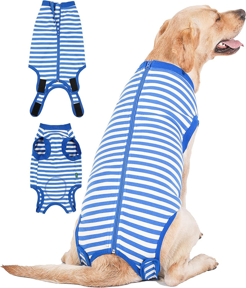 Dog Recovery Suit Surgery Shirt for Large Female Male,Blue XXL XXL(Back 22.4",chest 31") Blue-White Striped Suit - PawsPlanet Australia