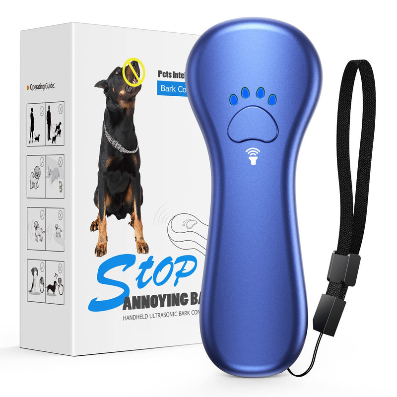 New Anti Barking Device,Dog Barking Control Devices,Rechargeable Ultrasonic Dog Bark Deterrent up to 16.4 Ft Effective Control Range Safe for Human & Dogs Portable Indoor & Outdoor(Blue) Blue - PawsPlanet Australia
