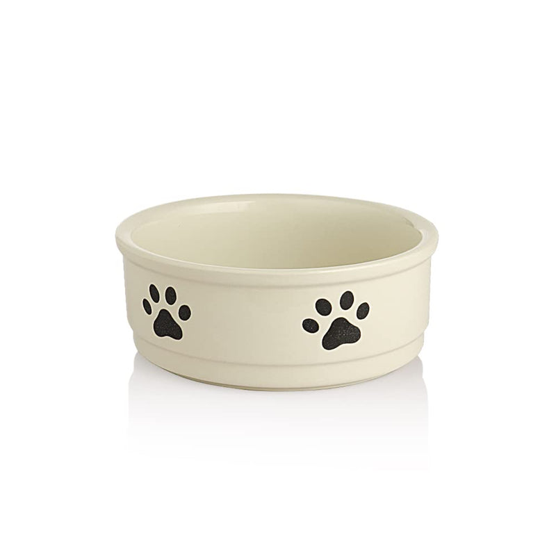 Sweejar Ceramic Dog Bowls with Paw Pattern, Dog Food Dish for Small Dogs, Porcelain Pet Bowl for Water 16 Fl Oz (Beige) Beige Dog Paw Pattern, 2Cups (16 Fl Oz) - PawsPlanet Australia