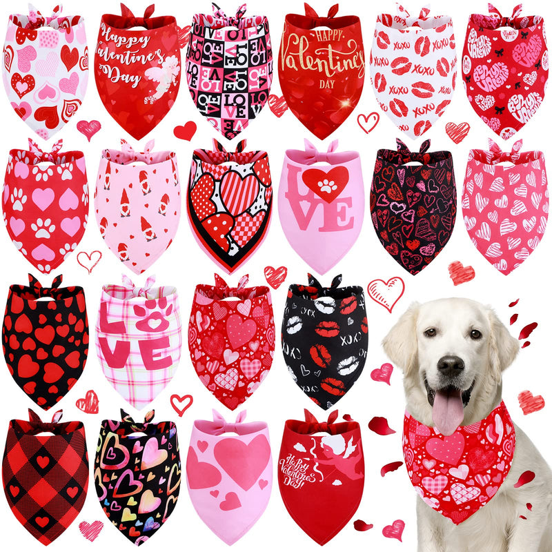 20 Packs Valentine's Day Dog Bandanas Triangle Bibs Scarf Reversible Bandana Adjustable Neckerchief Scarf for Dogs Cats Pet(32 x 22 x 22 Inch) 32 x 22 x 22 Inch