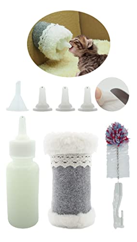 Pet Nursing Bottle Set 2 oz Pet Feeding Bottle Insulator Sleeve Replacement Nipples with Holes Brush Funnel for Newborn Baby Kittens Puppies and Small Animals - PawsPlanet Australia