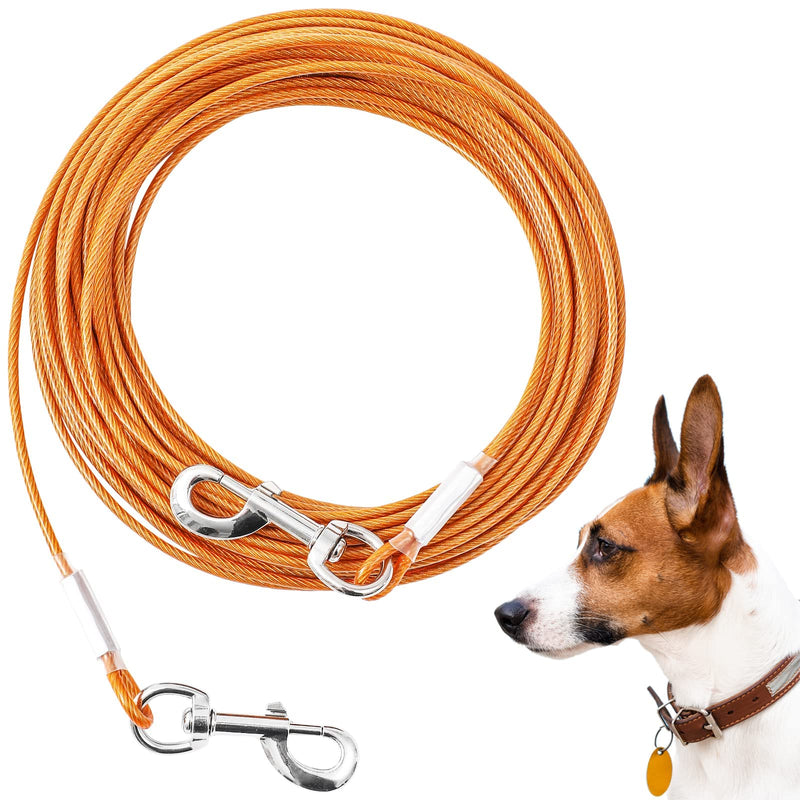 Tie Out Cable for Dogs, 20/30/50/100FT Dog Leads for Yard Chew Proof, Heavy Duty Dog Tie Out Cable for Large Dogs Up to 250lbs, Durable Dog Runner Tether Line for Outdoor, Yard and Camping Orange 120Ibs 20ft - PawsPlanet Australia