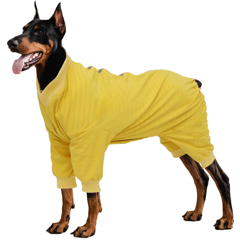 Geyecete 1/2 Leg Trouser Suit Dog Raincoat Dog Zip Up Dog Coat with Legs Comfort,Pet Waterproof Jacket for Large Medium and Small Dogs Puppy Four Legs Yellow