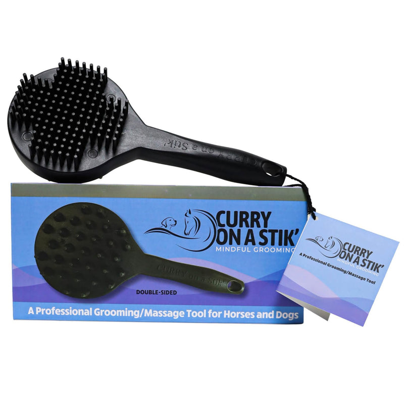 Curry on a Stik' - Dog Brush for Shedding, Grooming, Bathing, & Therapeutic Massage Tool - For Long & Short Haired Dogs - Decreases Shedding & Increases Coat Health - Veterinarian Approved - Ergonomic - PawsPlanet Australia
