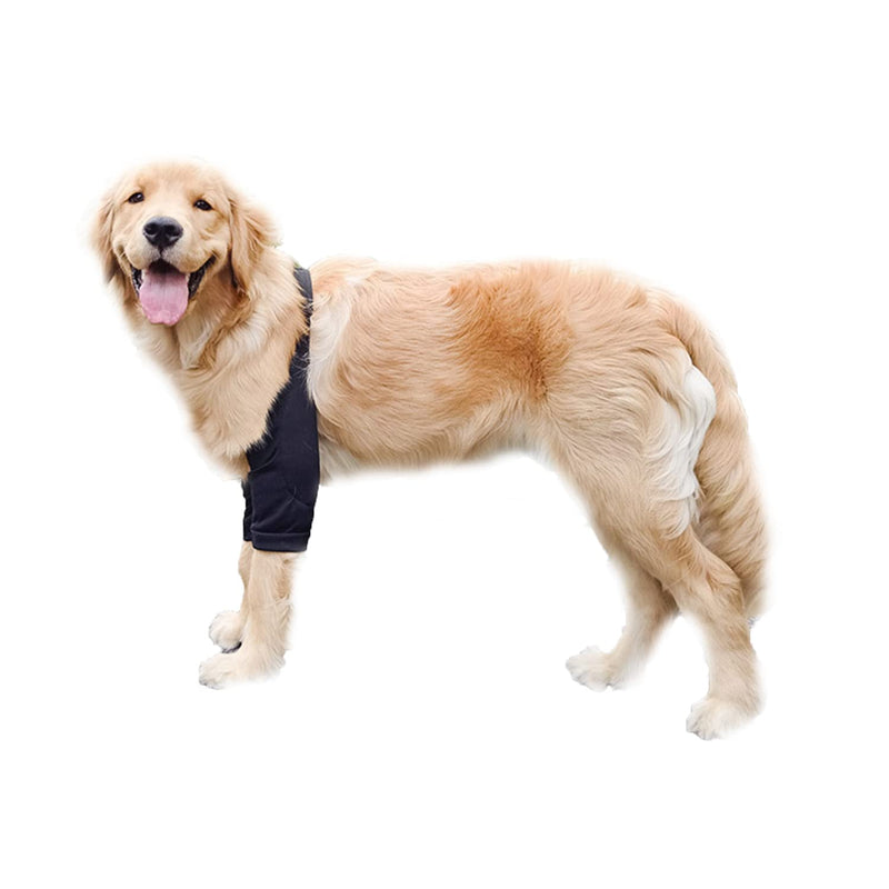 HDKUW Dog Elbow Protector, Dog Front Leg Recovery Sleeve for Prevent Licking Wound, Elbow Sleeves with Mesh Pad for Medium Large Dogs Black 2XL - PawsPlanet Australia